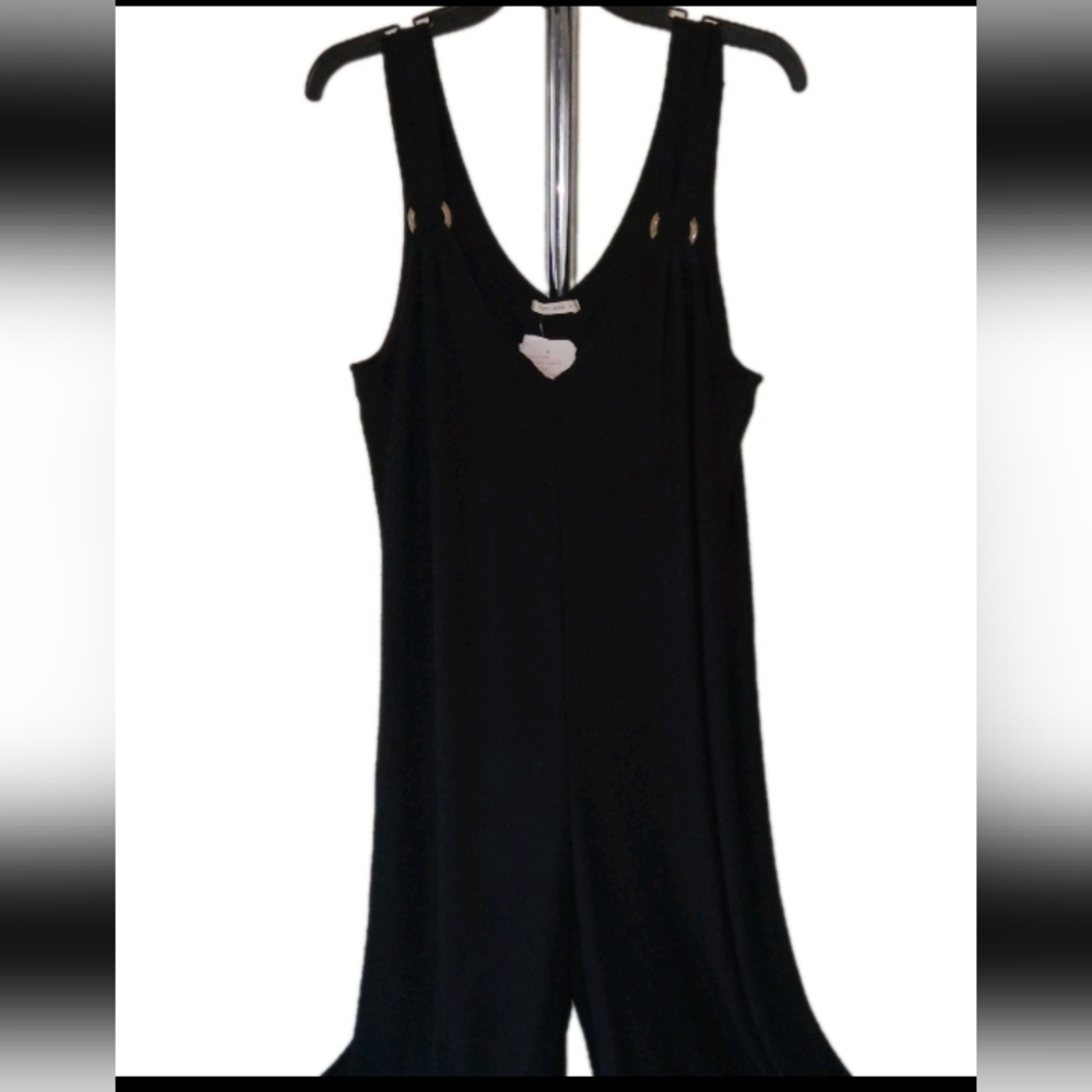 Nwt MARFINNO Black Textured Viscose Jumpsuit Italy Medium